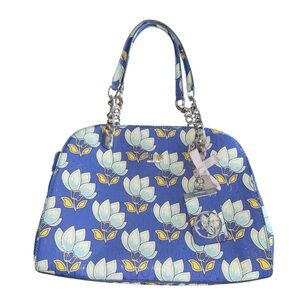 NWOT Guess Malena Blue/Yellow/White Floral Faux Leather Satchel
